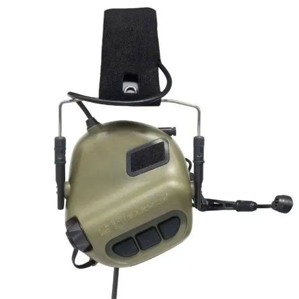 Активні стрілецькі навушники Earmor M32 Хакі з гарнітурою, Тактичні навушники для стрільби шумоподавляючі Earmor M32 Haki фото