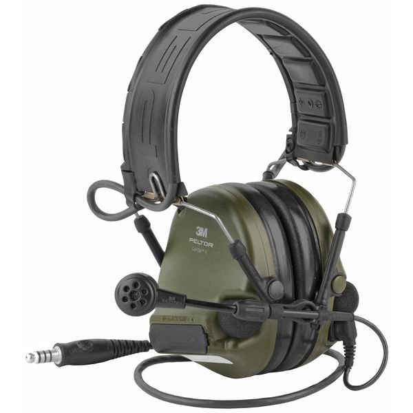 Тактичні навушники активні 3M™ PELTOR™ ComTac™ VI, NIB Headset, NATO wired, Green (MT20H682FB-86N), вертикальні з 1 аудіовиходом 7100168800 фото