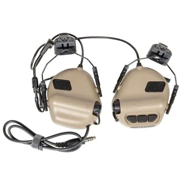 Активні стрілецькі навушники Earmor M32H Койот з гарнітурою, Тактичні навушники для стрільби шумоподавляючі Earmor M32H Koyot фото